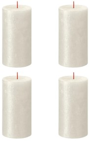 Bolsius Velas rústicas cilíndricas Shimmer 4 pcs 130x68 mm marfim