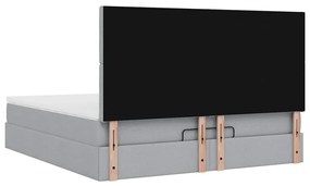 Estrutura cama otomana colchão 160x200 cm tecido cinzento claro