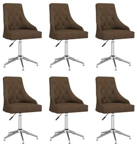 vidaXL Cadeiras de jantar giratórias 6 pcs tecido castanho
