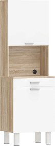 HOMCOM Buffet alto para cozinha, armário de cozinha com 2 portas, gaveta e bancada, 55x40x174 cm, branco e madeira natural | Aosom Portugal