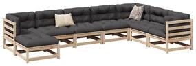 8 pcs conjunto sofás de jardim pinho maciço
