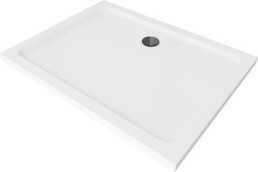 Mexen Flat base de duche retangular slim 80 x 70 cm, branco, sifão preto - 40107080B