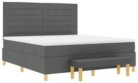 Cama Box com Colchão e Banco Cinza Escuro 180x200 cm Tecido