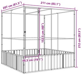 Aviário 211x207x212 cm aço prateado