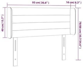 Cabeceira de cama c/ abas tecido 93x16x78/88 cm preto