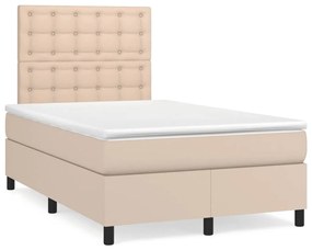 Cama boxspring c/ colchão 120x190cm couro artificial cappuccino