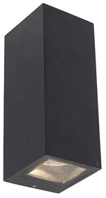 Candeeiro de parede moderno preto 2 luzes GU10 AR70 IP54 - Baleno Moderno