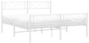 Estrutura de cama com cabeceira e pés 135x190 cm metal branco