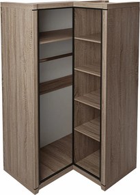 Roupeiro de canto Lorelie 119, Trufa carvalho, 192x114x100cm, 110 kg, Portas para roupeiro: Com dobradiças, Número de prateleiras: 5, Número de prateleiras: 5