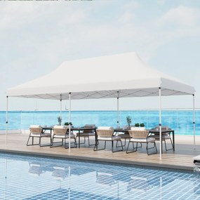 Tenda para festas, eventos jardim dobrável impermeável de 3 x 6 m com bolsa de transporte Proteção solar Tenda resistente Branca