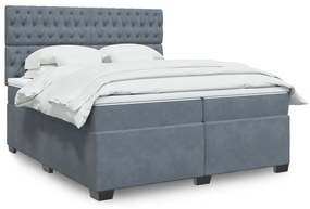 vidaXL Cama com molas/colchão 200x200 cm veludo cinzento-escuro