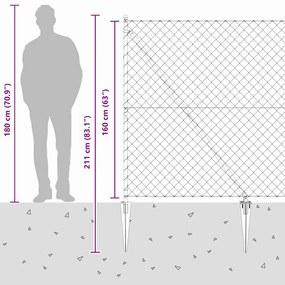 Conjunto de Postes de Cerca Prateado 10 x 1.6 m Aço galvanizado