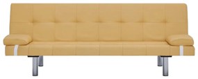 Sofá Cama Vivian - Cor Amarelo - Em Tecido, Estrutura em Madeira, Pern