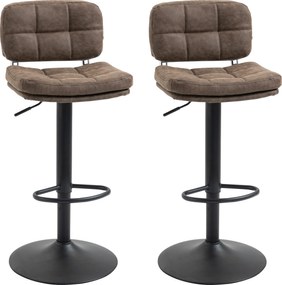 Conjunto de 2 bancos de bar vintage estofados - giratórios, ajustáveis - com apoio para os pés - castanho