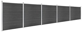 Conjunto de painel de vedação WPC 872x186 cm preto