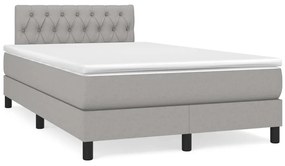 Cama box spring c/ colchão e LED 120x190 cm tecido cinza-claro