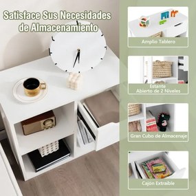 Estante de 3 cubos com gaveta 2 níveis Estante de arrumação independente para escritório, sala de estar, quarto, branco