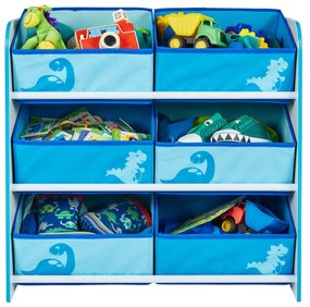 Móvel de armazenamento infantil, madeira, Dinossauros 60 cm x 63,5 cm x 30 cm AZUL