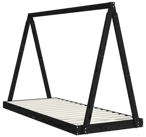 Estrutura de cama infantil 80x200 cm pinho maciço preto