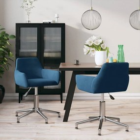vidaXL Cadeiras de jantar giratórias 2 pcs veludo azul