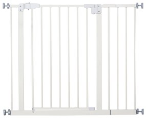 PawHut Barreira de Segurança para Animais de Estimação Cães com Extensão de 17,5 cm Sistema de Fechamento Automático 74-97,5x76,2 cm Branco