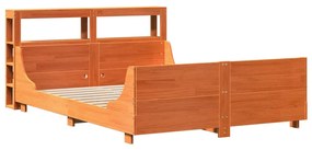 Cama sem colchão 135x190 cm madeira pinho maciça castanho-mel