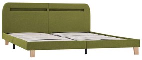 Estrutura de cama com LED sem colchão 150x200 cm tecido verde
