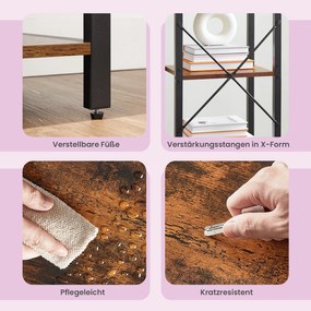 Estante de livros 30 x 39,6 x 154 cm 5 prateleiras 30 x 39,6 x 154 cm Preto e castanho-escuro