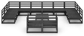 13 pcs conjunto lounge de jardim pinho maciço