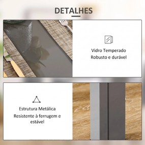 Conjunto de Sala de Jantar 5 Peças com Mesa Retangular de Vidro Temperado e 4 Cadeiras em PU Cinzento