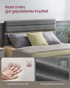 Estrutura de cama de casal para colchão (NÃO INCLUÍDO) de 140 x 200 cm Cinzento