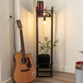 Candeeiro de pé industrial preto - Cage Rack