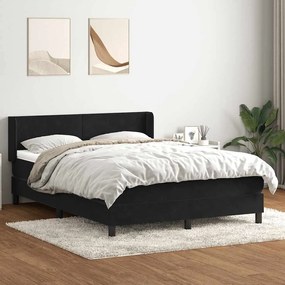 vidaXL Cama com molas/colchão 140x210 cm veludo preto
