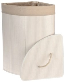 443272 Bathroom Solutions Cesto de canto para roupa suja bambu branco