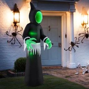 Fantasma insuflável gigante do Halloween de 245 cm com luzes LED incorporadas e rosto espelhado para festas no interior e exterior