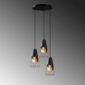 Chandelier Sivani Tel – Preto – Diâmetro 40 cm, Altura 124 cm