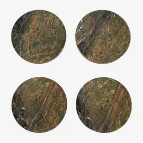Pack De 4 Porta-copos Redondos Ø10 Cm Em Mármore Valtris Mármore Verde Forest - Sklum