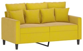 3 pcs conjunto de sofás com almofadões veludo amarelo