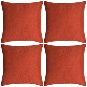 vidaXL Capas de almofada 4 pcs, aspeto linho, terracota 80x80 cm
