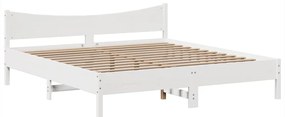 Cama sem colchão 200x200 cm madeira de pinho maciça branco