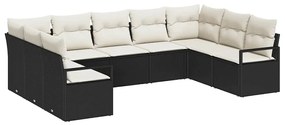 Conjunto de Sofá de Jardim de 9 Peças com Almofadas em Rattan Poliéste