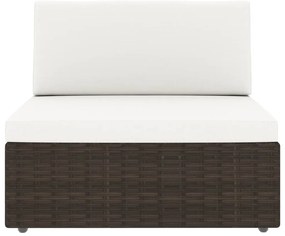 7 pcs conjunto lounge p/ jardim c/ almofadões vime PE castanho