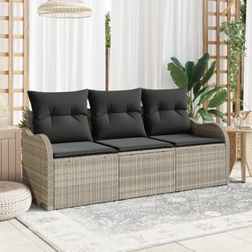 Conjunto de Sofá de Jardim vidaXL com Almofadas Cinza Claro Polyrattan