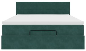 Estrutura de cama otomana com colchão 140x200 cm verde escuro