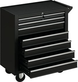 Carrinho de Ferramentas com 7 Gavetas Rodas Trava Armário de Armazenamento para Oficina de Garagem e Chapa de Aço 69x33x75 cm Preto