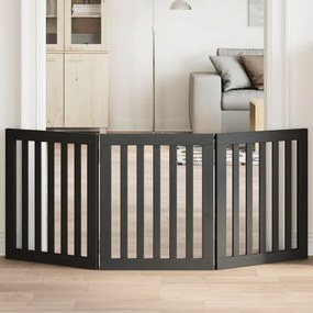 vidaXL Portão para cães dobrável 3 painéis 150 cm álamo preto