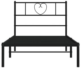 Estrutura de cama com cabeceira 100x190 cm metal preto