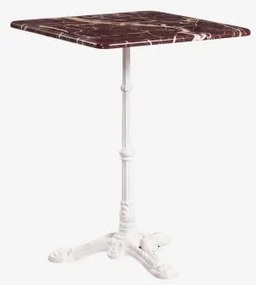Mesa De Bar Quadrada Em Pedra Natural Azteca 60 X 60 Cm & Mármore Vermelho Cherry Gold - Branco Glacial - Sklum