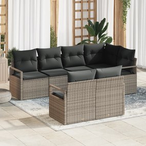 Conjunto de Sofá para Jardim vidaXL com Almofadas Cinza Rattan Sintéti