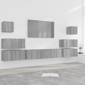 vidaXL Conjunto móveis de TV 8 pcs madeira processada sonoma cinza